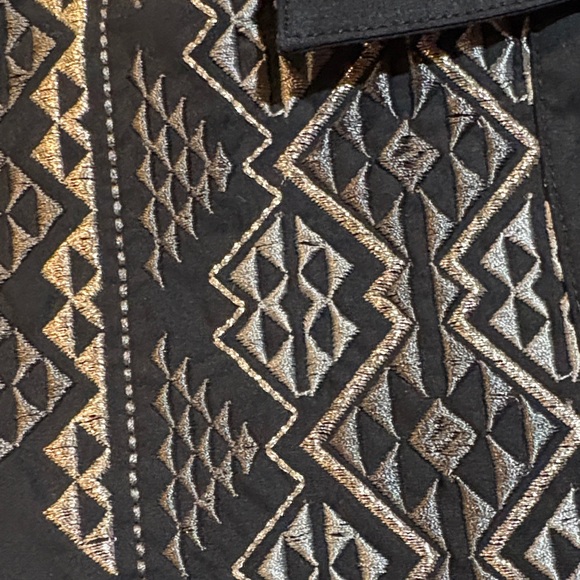 Womens Black Embroidered Button-Down Shirt - Picture 3 of 4